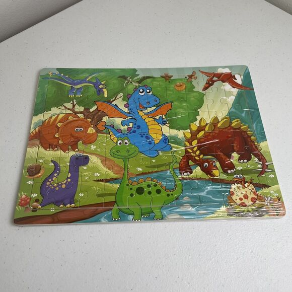 Children’s 60 Piece Jigsaw Puzzles Two Pack 8.5” x 11.5” Animals Kids Dinosaur - Picture 2 of 3